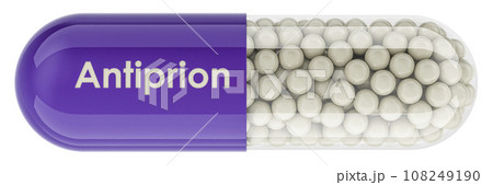 Antiprion Drug, capsule with antiprion. 3D rendering 108249190