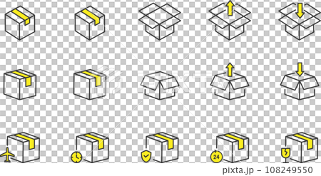 Stylish cardboard line drawing icon set Stylish cardboard line drawing icon set 108249550