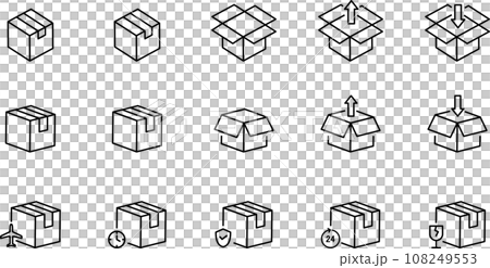 ダンボールの線画アイコンセット ダンボールの線画アイコンセット 108249553