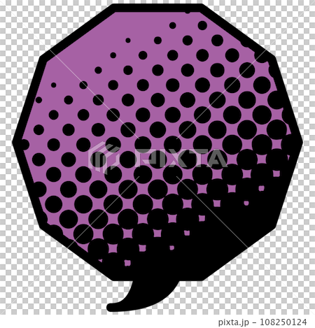 吹き出しのイラスト2【黒ハーフトーン（紫）】 108250124