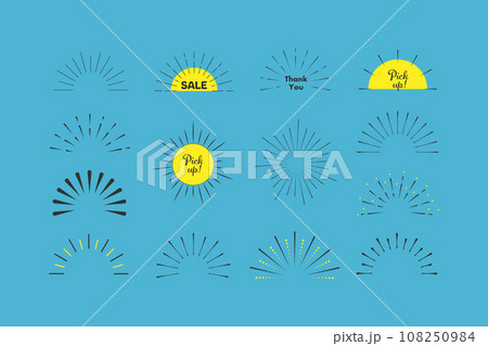 フレーム 太陽 光線 ポップ 飾り 線 装飾 イラスト ベクター セット フレーム 太陽 光線 ポップ 飾り 線 装飾 イラスト ベクター セット 108250984