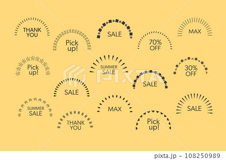 フレーム　太陽　半円　ポップ　飾り　線　装飾　イラスト　ベクター　セット 108250989