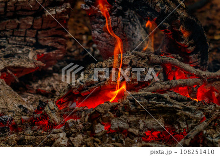 texture flame from burning logs at night texture flame from burning logs at night 108251410