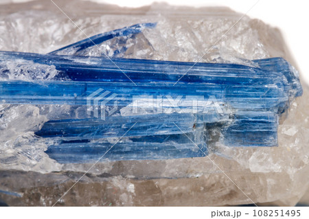 Macro mineral stone Kyanite a white background Macro mineral stone Kyanite a white background 108251495