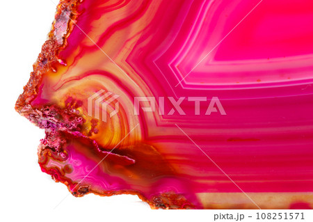 Macro mineral stone Pink Agate breed a white background 108251571