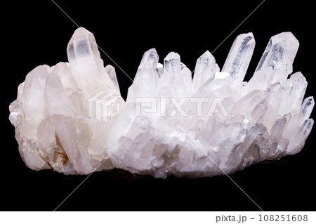 Macro Mineral Stone Rhinestone in Crystals on a Black Background Macro Mineral Stone Rhinestone in Crystals on a Black Background 108251608