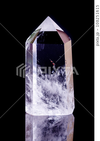 Macro mineral stone Crystal rock crystal on a black background Macro mineral stone Crystal rock crystal on a black background 108251615