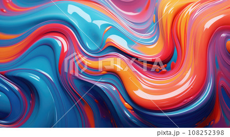Background with liquid colored swirls and dye blends that flows from top to bottom. Fluid art acrylic texture with colorful waves, mixing paint effect. Background with liquid colored swirls and dye blends that flows from top to bottom. Fluid art acrylic texture with colorful waves, mixing paint effect. 108252398