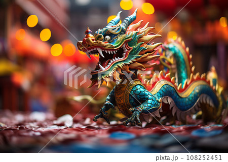 Blue Chinese Dragon symbol of 2024. Chinese New Year 108252451