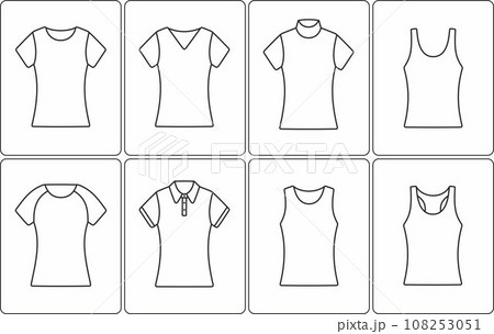 Women's t-shirt, singlet, turtleneck line icon. Women's t-shirt, singlet, turtleneck line icon. 108253051