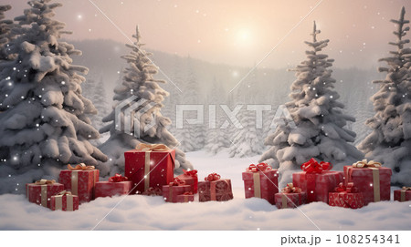 Christmas background with fur trees Christmas background with fur trees 108254341