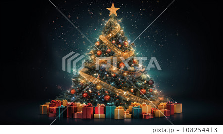 Christmas tree dark background 108254413