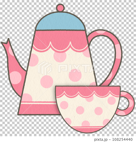 Cute sweet pink teapot Set with mug 108254440