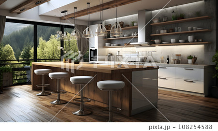 Beautiful kitchen in new luxury home. 108254588