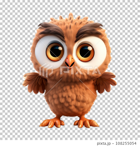 Cartoon animal, cute baby smiling owlet Cartoon animal, cute baby smiling owlet 108255054