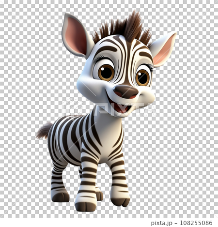 Cartoon animal, cute baby zebra foal Cartoon animal, cute baby zebra foal 108255086