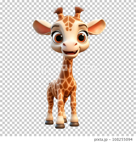 Cartoon animal, cute baby giraffe calf 108255094