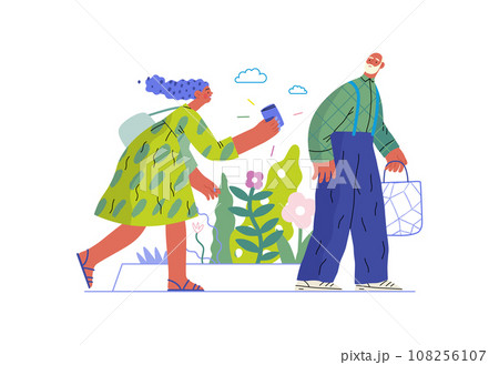 Mutual Support: Picking Up the Dropped Item -modern flat vector concept illustration of a woman who picked up a wallet lost by an elderly man Metaphor of voluntary, collaborative exchanges of services Mutual Support: Picking Up the Dropped Item -modern flat vector concept illustration of a woman who picked up a wallet lost by an elderly man Metaphor of voluntary, collaborative exchanges of services 108256107
