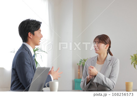 1on1_上司に仕事の状況を話すビジネスウーマン1 1on1_上司に仕事の状況を話すビジネスウーマン1 108256573