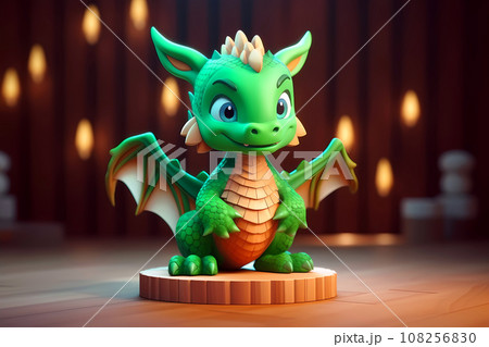 Cute wooden green dragon baby. Symbol of the 2024 New Year 108256830