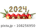 Red christmas ball and 2024 number 108256950
