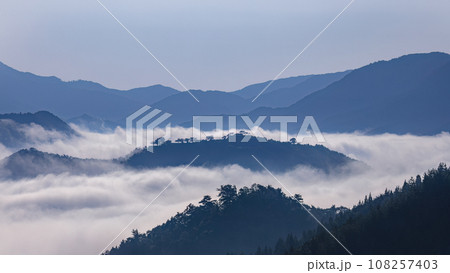 雲海に浮かぶ竹田城跡 雲海に浮かぶ竹田城跡 108257403