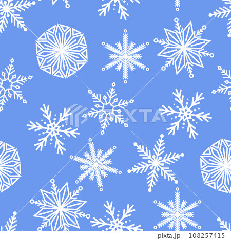 Winter Seamless Wonderland Pattern Adorned With Delicate Snowflakes. Elegant And Enchanting, It Captures The Magic 108257415