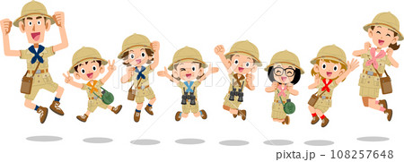 子ども探検隊と引率の大人たち 108257648
