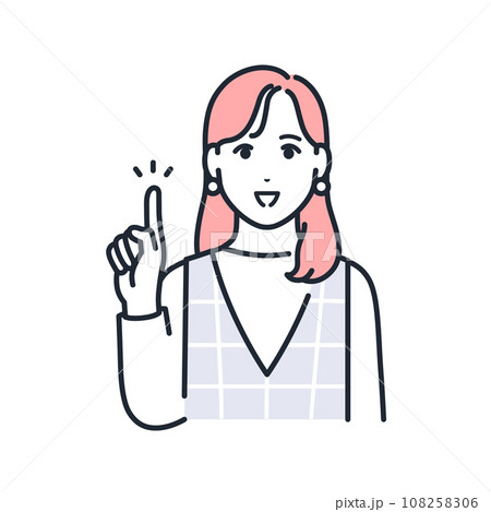指差しで説明をするおしゃれな若い女性のシンプルなベクターイラスト素材 指差しで説明をするおしゃれな若い女性のシンプルなベクターイラスト素材 108258306