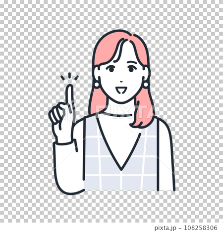 A simple vector illustration of a stylish young woman explaining by pointing 108258306