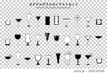 雞尾酒圖示插圖集飲料酒精線畫單色吐司簡單 108258509