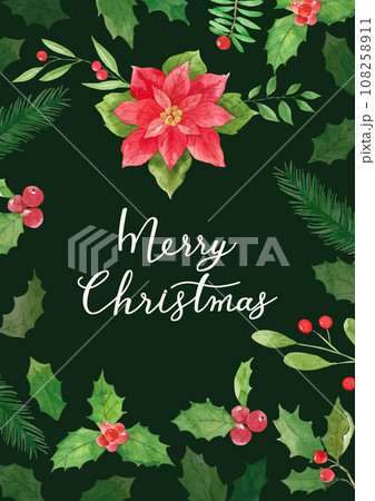Christmas poster with watercolor painting. 108258911