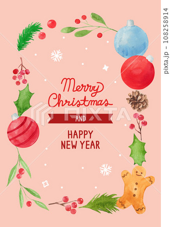 Christmas poster with watercolor painting. Christmas poster with watercolor painting. 108258914