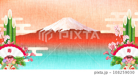 富士山　新年　門松　背景 108259030