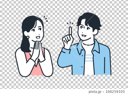 Simple vector illustration set material of young men and women who come up with a solution Simple vector illustration set material of young men and women who come up with a solution 108259103