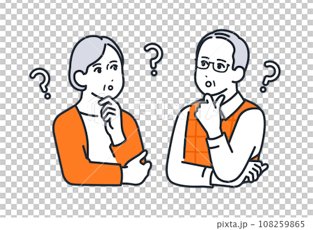 Simple vector illustration set material of a thinking senior couple Simple vector illustration set material of a thinking senior couple 108259865