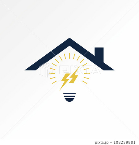 Logo design graphic concept creative abstract premium vector stock sign roof house and light thunder. Related to property installation electric power Logo design graphic concept creative abstract premium vector stock sign roof house and light thunder. Related to property installation electric power 108259981