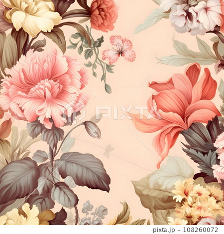 レトロな花柄 108260072