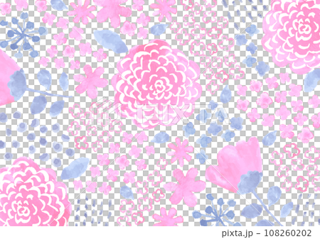 水彩で描いた北欧風のピンクの花柄の背景 108260202