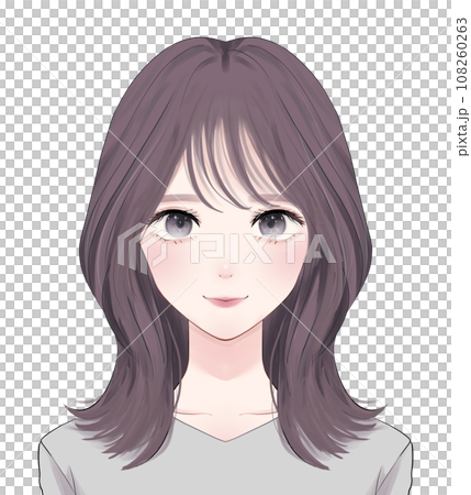 セミロングヘアの女性のイラスト素材 [108260263] - PIXTA
