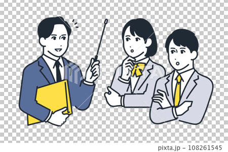 教師と男女の学生のシンプルなベクターイラスト素材 108261545