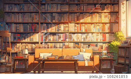 イラスト、書棚、本、書籍、蔵書、読書、書庫、ライブラリー、知識、教育、書物、多読、文学、スタック、教