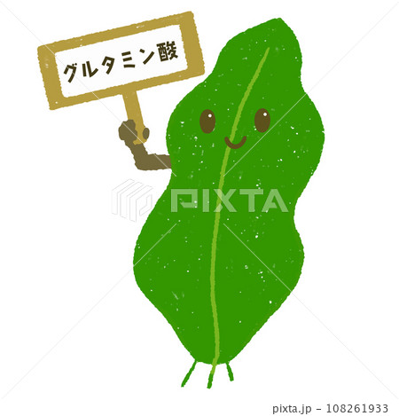 グルタミン酸を表すかわいい昆布のキャラクター 108261933