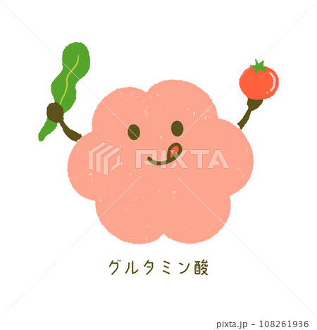 かわいい手描きのグルタミン酸のキャラクター かわいい手描きのグルタミン酸のキャラクター 108261936