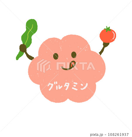 かわいい手描きのグルタミン酸のキャラクター 108261937