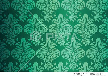 Green and White Floral Patterned Background 108262169