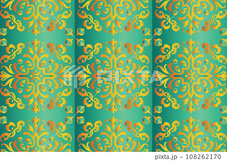 A Repeating and Symmetrical Pattern of Ornate Floral Motifs 108262170