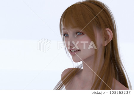 茶色の髪の若い女性の上半身 108262237