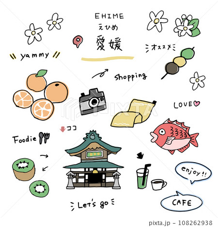 愛媛の手描きのアイコンセット 108262938