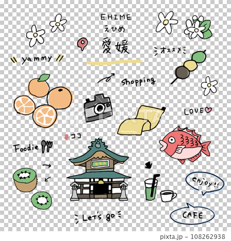 愛媛の手描きのアイコンセット 108262938